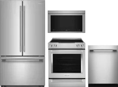 4 Piece Package Includes Refrigerator, Range, Microwave And Dishwasher