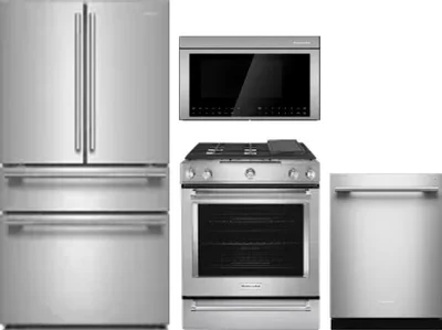 4 Piece Package Includes Refrigerator, Range, Microwave And Dishwasher