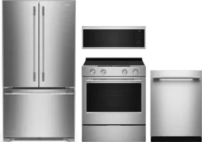 4 Piece Package Includes Refrigerator, Range, Microwave And Dishwasher