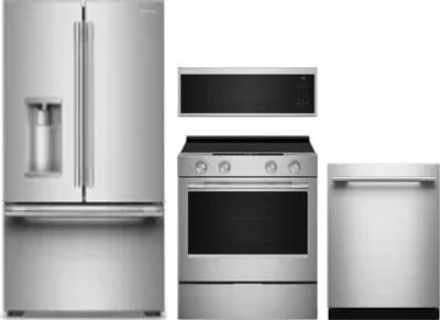 4 Piece Package Includes Refrigerator, Range, Microwave And Dishwasher
