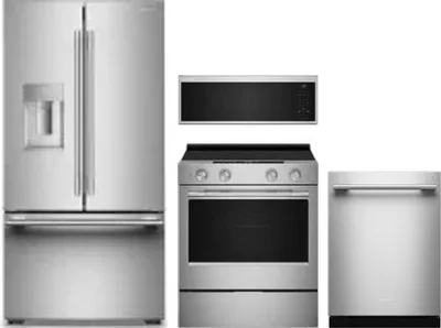 4 Piece Package Includes Refrigerator, Range, Microwave And Dishwasher