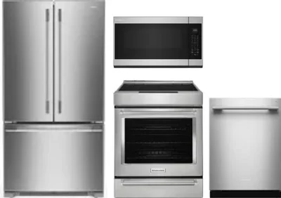 4 Piece Package Includes Refrigerator, Range, Microwave And Dishwasher