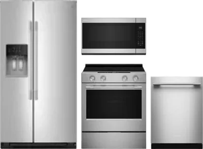 4 Piece Package Includes Refrigerator, Range, Microwave And Dishwasher