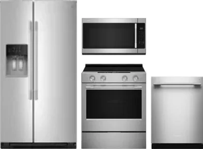 4 Piece Package Includes Refrigerator, Range, Microwave And Dishwasher