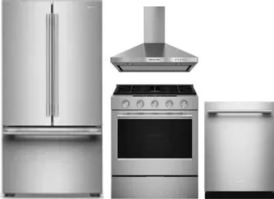 4 Piece Package Includes Refrigerator, Range, Hood And Dishwasher