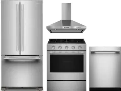 4 Piece Package Includes Refrigerator, Range, Hood And Dishwasher