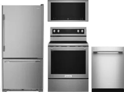 4 Piece Package Includes Refrigerator, Range, Microwave And Dishwasher