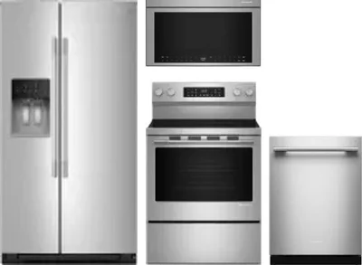 4 Piece Package Includes Refrigerator, Range, Microwave And Dishwasher