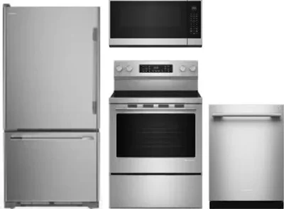 4 Piece Package Includes Refrigerator, Range, Microwave And Dishwasher