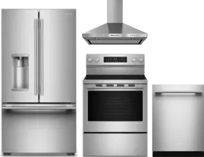 4 Piece Package Includes Refrigerator, Range, Hood And Dishwasher