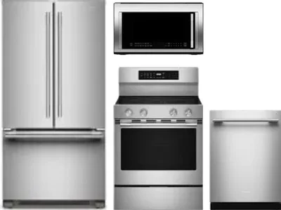 4 Piece Package Includes Refrigerator, Range, Microwave And Dishwasher