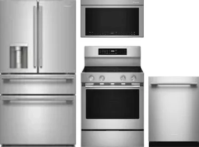4 Piece Package Includes Refrigerator, Range, Microwave And Dishwasher