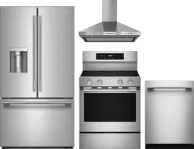 4 Piece Package Includes Refrigerator, Range, Hood And Dishwasher