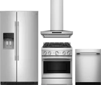 4 Piece Package Includes Refrigerator, Range, Hood And Dishwasher