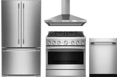 4 Piece Package Includes Refrigerator, Range, Hood And Dishwasher