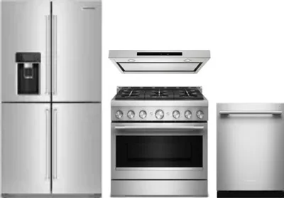 4 Piece Package Includes Refrigerator, Range, Hood And Dishwasher