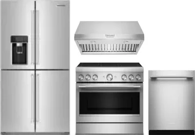 4 Piece Package Includes Refrigerator, Range, Hood And Dishwasher