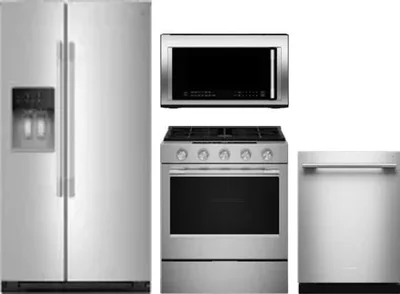 4 Piece Package Includes Refrigerator, Range, Microwave And Dishwasher