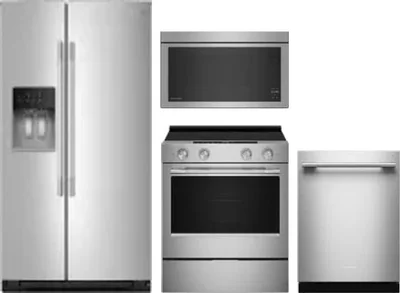 4 Piece Package Includes Refrigerator, Range, Microwave And Dishwasher