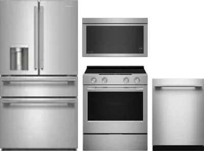 4 Piece Package Includes Refrigerator, Range, Microwave And Dishwasher