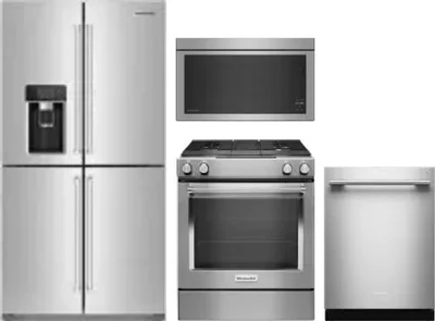 4 Piece Package Includes Refrigerator, Range, Microwave And Dishwasher