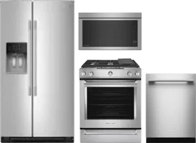 4 Piece Package Includes Refrigerator, Range, Microwave And Dishwasher