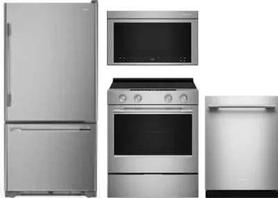 4 Piece Package Includes Refrigerator, Range, Microwave And Dishwasher