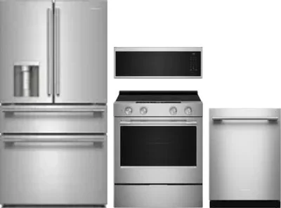 4 Piece Package Includes Refrigerator, Range, Microwave And Dishwasher