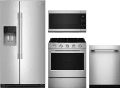 4 Piece Package Includes Refrigerator, Range, Microwave And Dishwasher