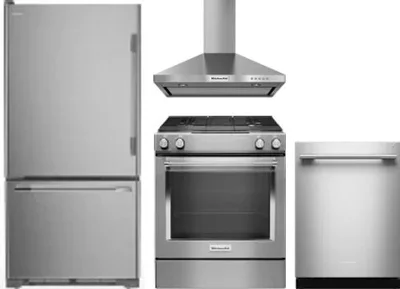 4 Piece Package Includes Refrigerator, Range, Hood And Dishwasher