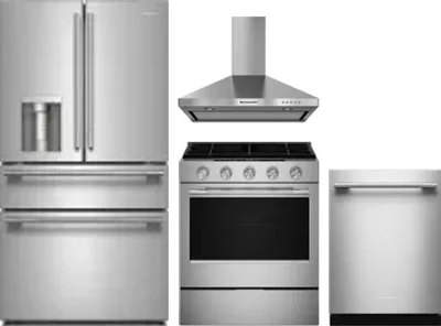 4 Piece Package Includes Refrigerator, Range, Hood And Dishwasher