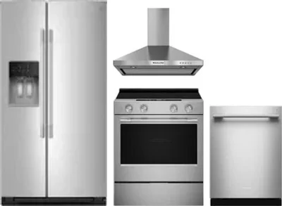 4 Piece Package Includes Refrigerator, Range, Hood And Dishwasher