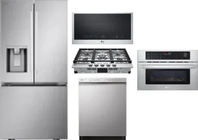 5 Piece Package Includes Refrigerator, Cooktop, Wall Oven, Microwave And Dishwasher