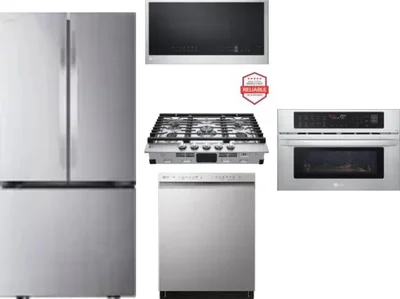 5 Piece Package Includes Refrigerator, Cooktop, Wall Oven, Microwave And Dishwasher