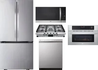 5 Piece Package Includes Refrigerator, Cooktop, Wall Oven, Microwave And Dishwasher