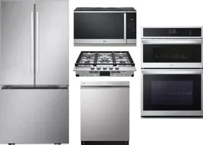 5 Piece Package Includes Refrigerator, Cooktop, Wall Oven, Microwave And Dishwasher