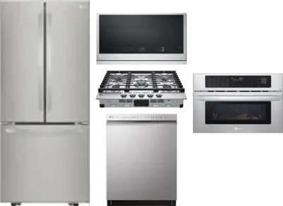 5 Piece Package Includes Refrigerator, Cooktop, Wall Oven, Microwave And Dishwasher