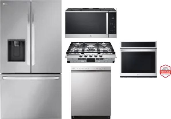 5 Piece Package Includes Refrigerator, Cooktop, Wall Oven, Microwave And Dishwasher