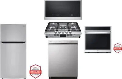 5 Piece Package Includes Refrigerator, Cooktop, Wall Oven, Microwave And Dishwasher