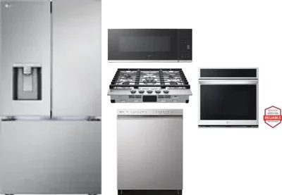 5 Piece Package Includes Refrigerator, Cooktop, Wall Oven, Microwave And Dishwasher