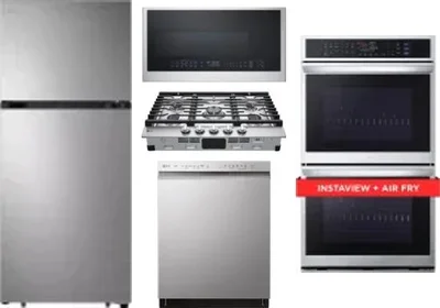 5 Piece Package Includes Refrigerator, Cooktop, Wall Oven, Microwave And Dishwasher