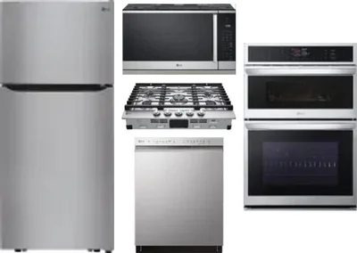 5 Piece Package Includes Refrigerator, Cooktop, Wall Oven, Microwave And Dishwasher