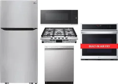 5 Piece Package Includes Refrigerator, Cooktop, Wall Oven, Microwave And Dishwasher