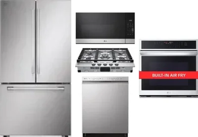 5 Piece Package Includes Refrigerator, Cooktop, Wall Oven, Microwave And Dishwasher