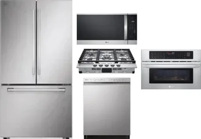 5 Piece Package Includes Refrigerator, Cooktop, Wall Oven, Microwave And Dishwasher