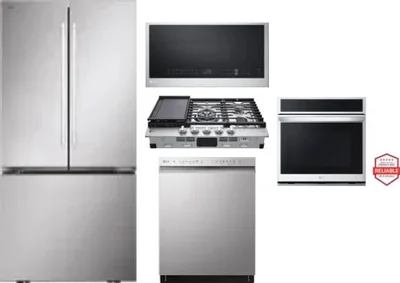 5 Piece Package Includes Refrigerator, Cooktop, Wall Oven, Microwave And Dishwasher