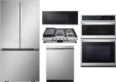 5 Piece Package Includes Refrigerator, Cooktop, Wall Oven, Microwave And Dishwasher