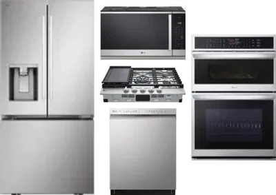 5 Piece Package Includes Refrigerator, Cooktop, Wall Oven, Microwave And Dishwasher