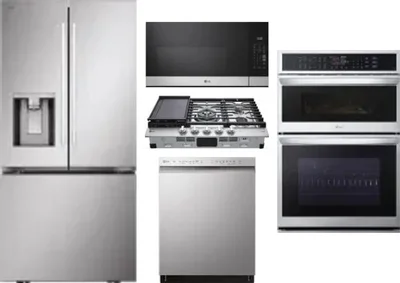 5 Piece Package Includes Refrigerator, Cooktop, Wall Oven, Microwave And Dishwasher