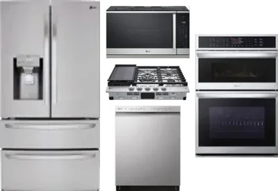 5 Piece Package Includes Refrigerator, Cooktop, Wall Oven, Microwave And Dishwasher